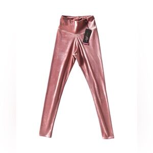 Plain Sport Velvet Velour Pink Leggings